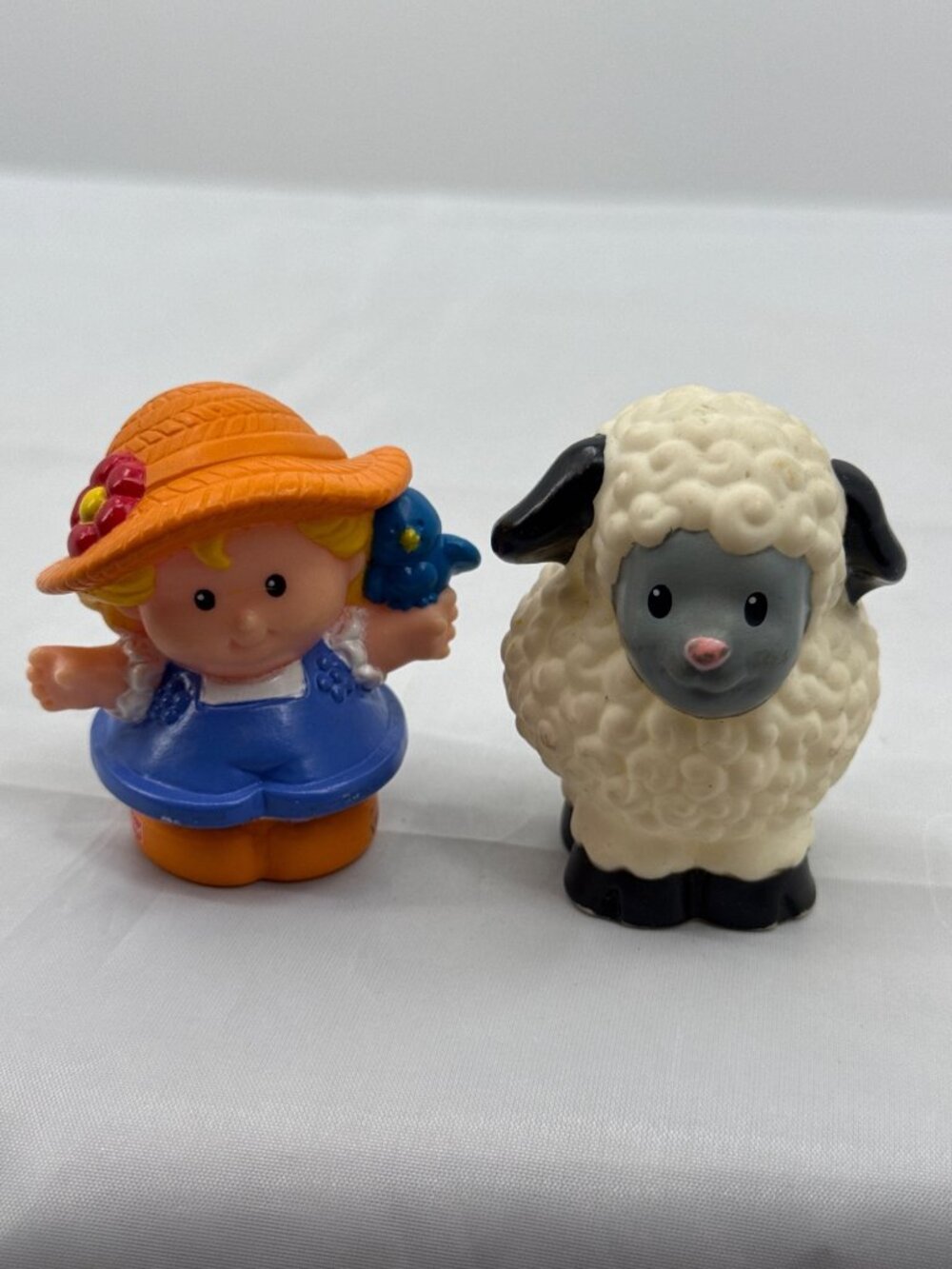 Fisher Price Little People Sarah Lynn Girl Bluebird Curly White Sheep Lot